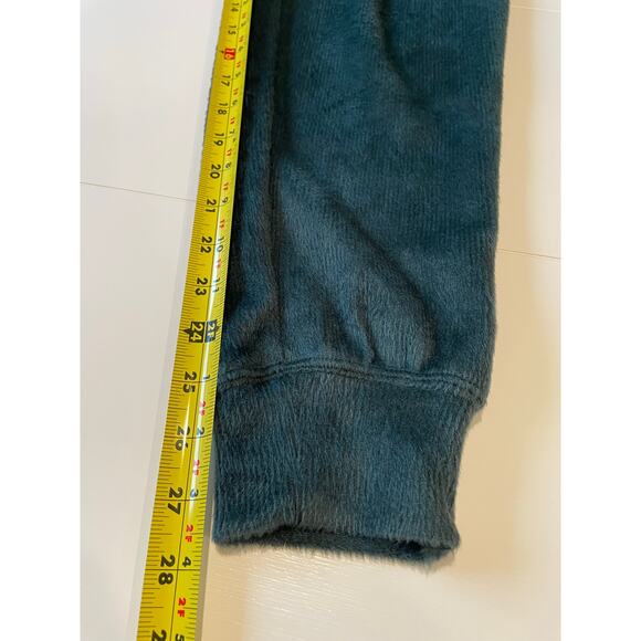 Fabletics Cozy Cord Zip Jumpsuit Plush Sz XS Green Pockets Loungewear Athleisure - Picture 12 of 14